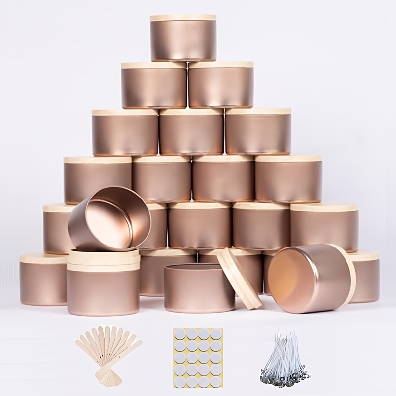 45pcs Rose Golden Metal Candle - огляд і ціна Candle Making Jars With Lids
